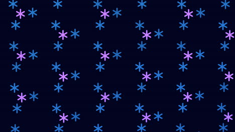 patrón abstracto de copos de nieve de invierno en filas sobre degradado negro