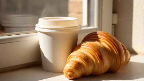 croissant and coffee by the window