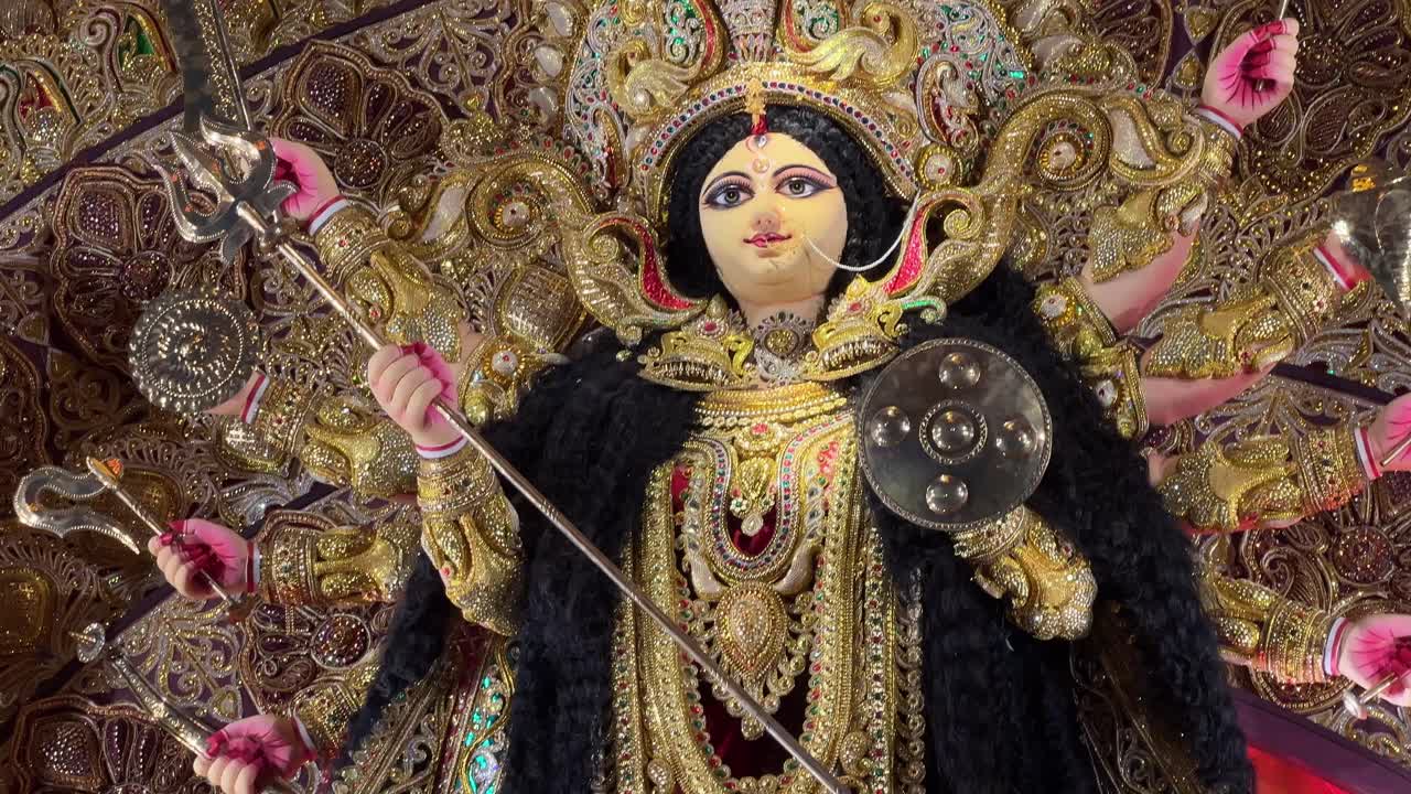 Close up shot of Devi Durga during festival in Kolkata