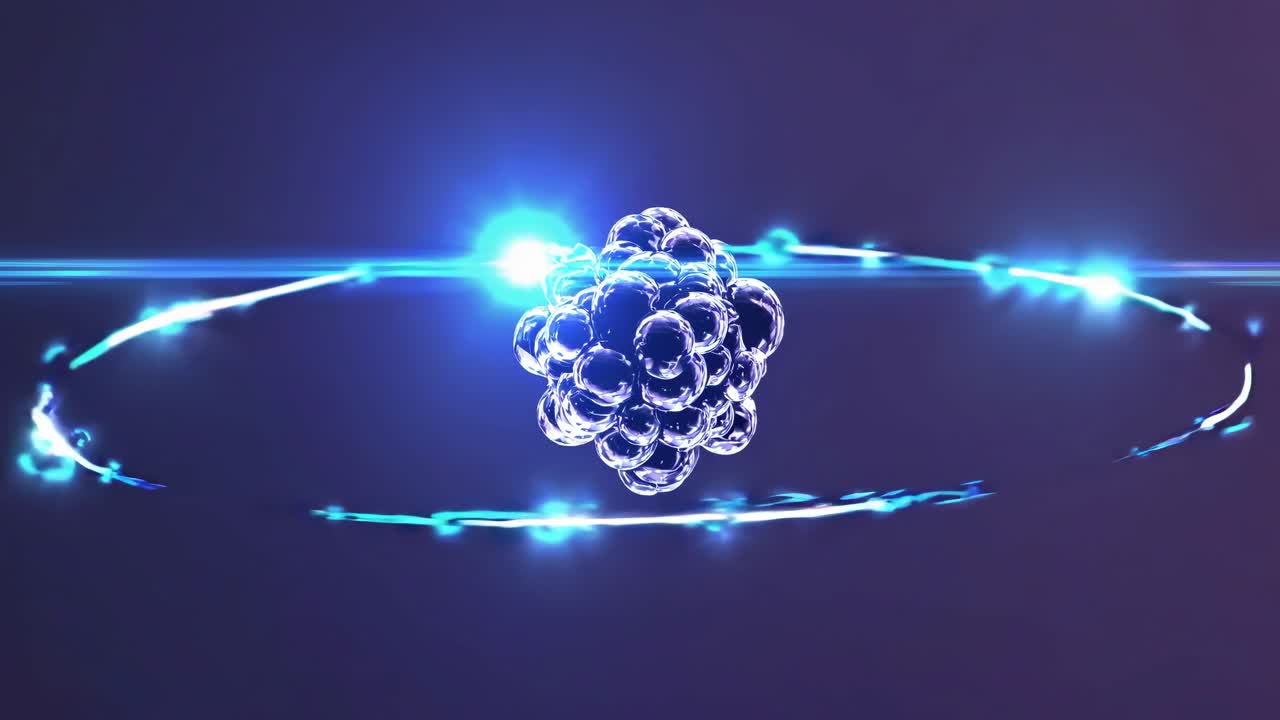 Futuristic video concept featuring a 3D metallic sphere surrounded by a glowing blue ring