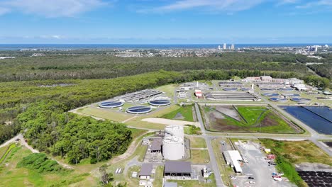 aerial view of wastewater treatment plant