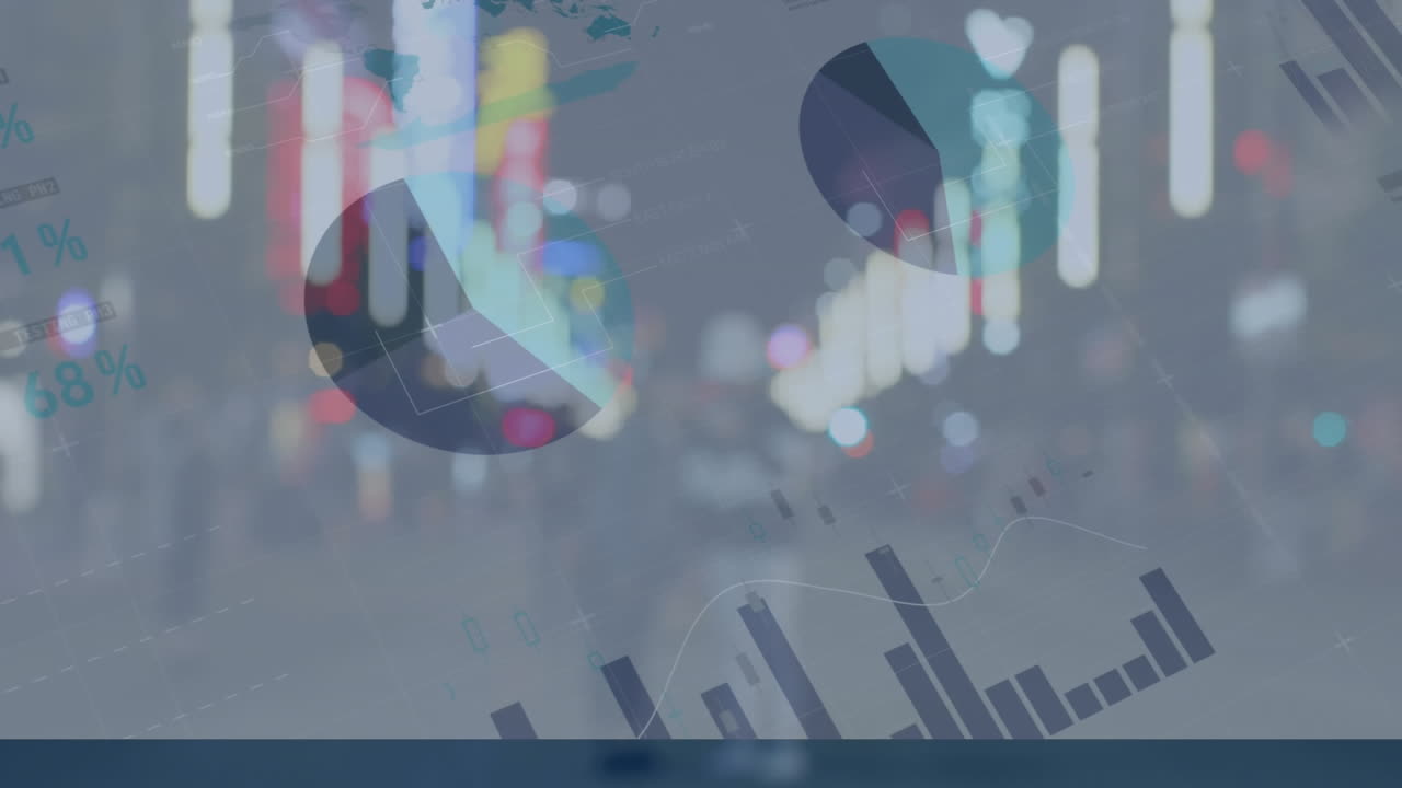 거리를  ⁇ 고 있는 다양한 사람들을 대상으로 금융 데이터 처리의 애니메이션