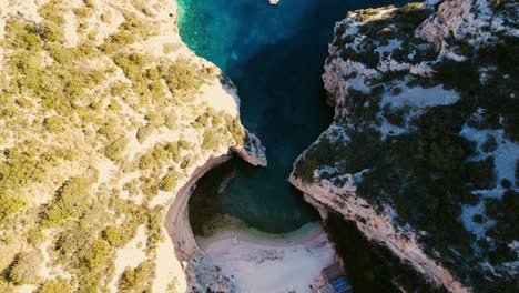 a top down view of the beach stiniva, on the island vis, croatia