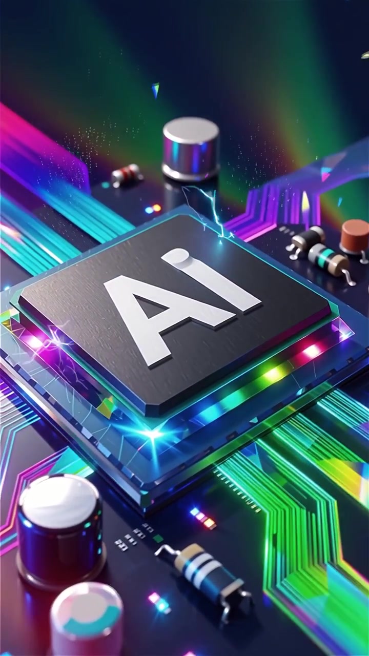 Futuristic AI Chip Motherboard Technology Background