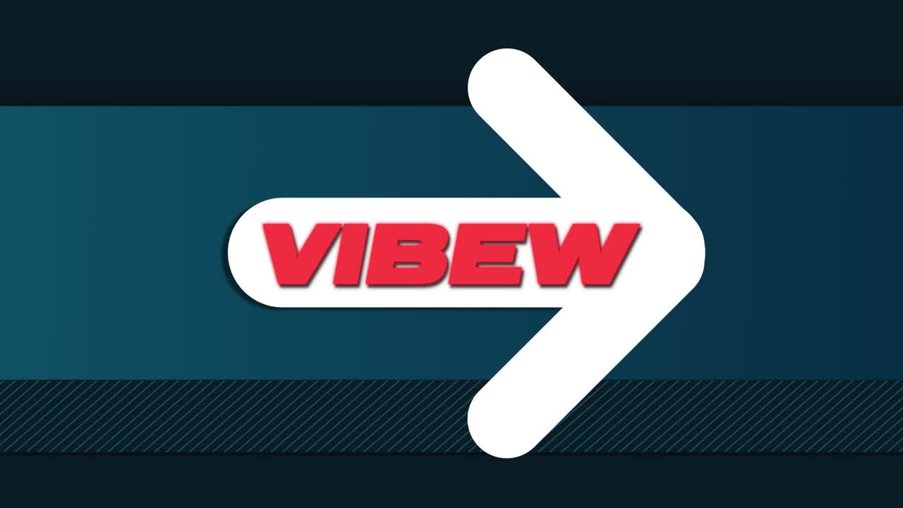 animación de vibraciones texto en rojo, en flecha blanca sobre fondo gris