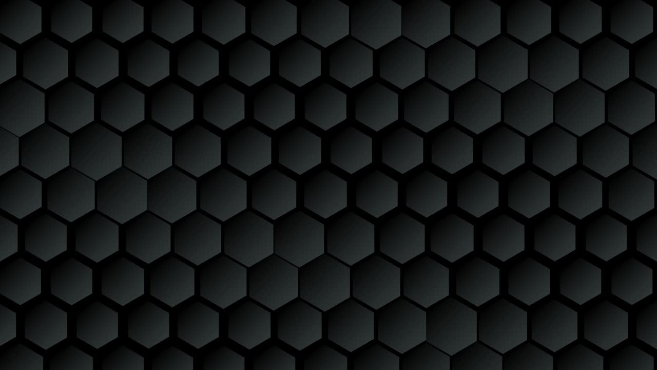 черная шестиугольная пчелиная клетка формирует матовую поверхность, перемещающуюся вверх и вниз случайным образом. абстрактная современная концепция дизайна фона. 4k кадры движущегося графического видео. бесперебойная петля