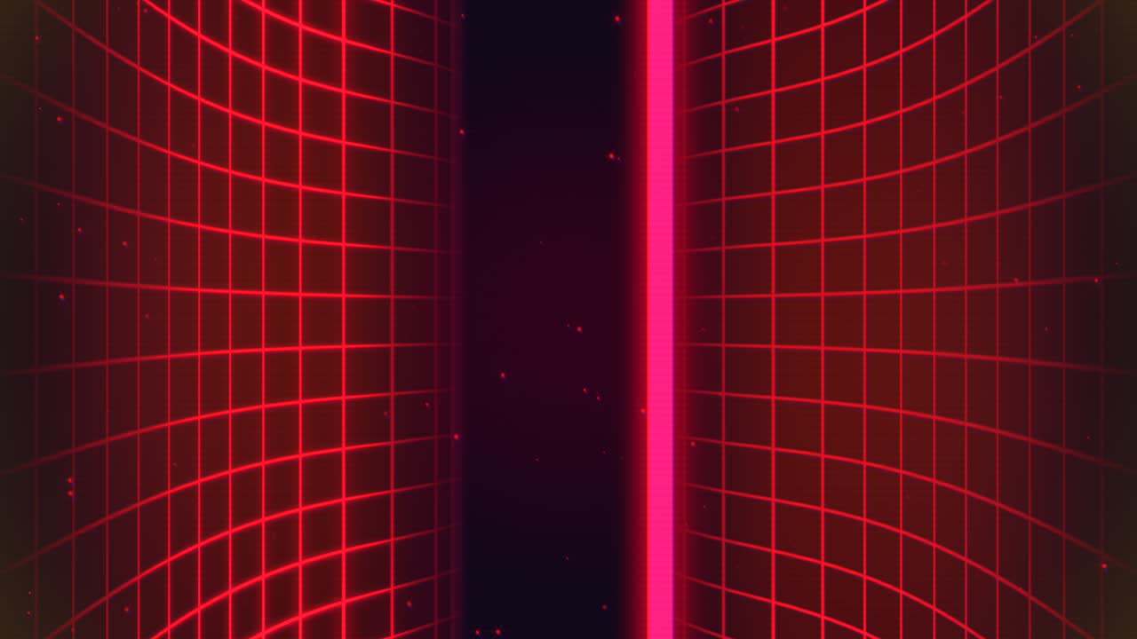 cuadrícula roja de neón retro con estrellas en la galaxia