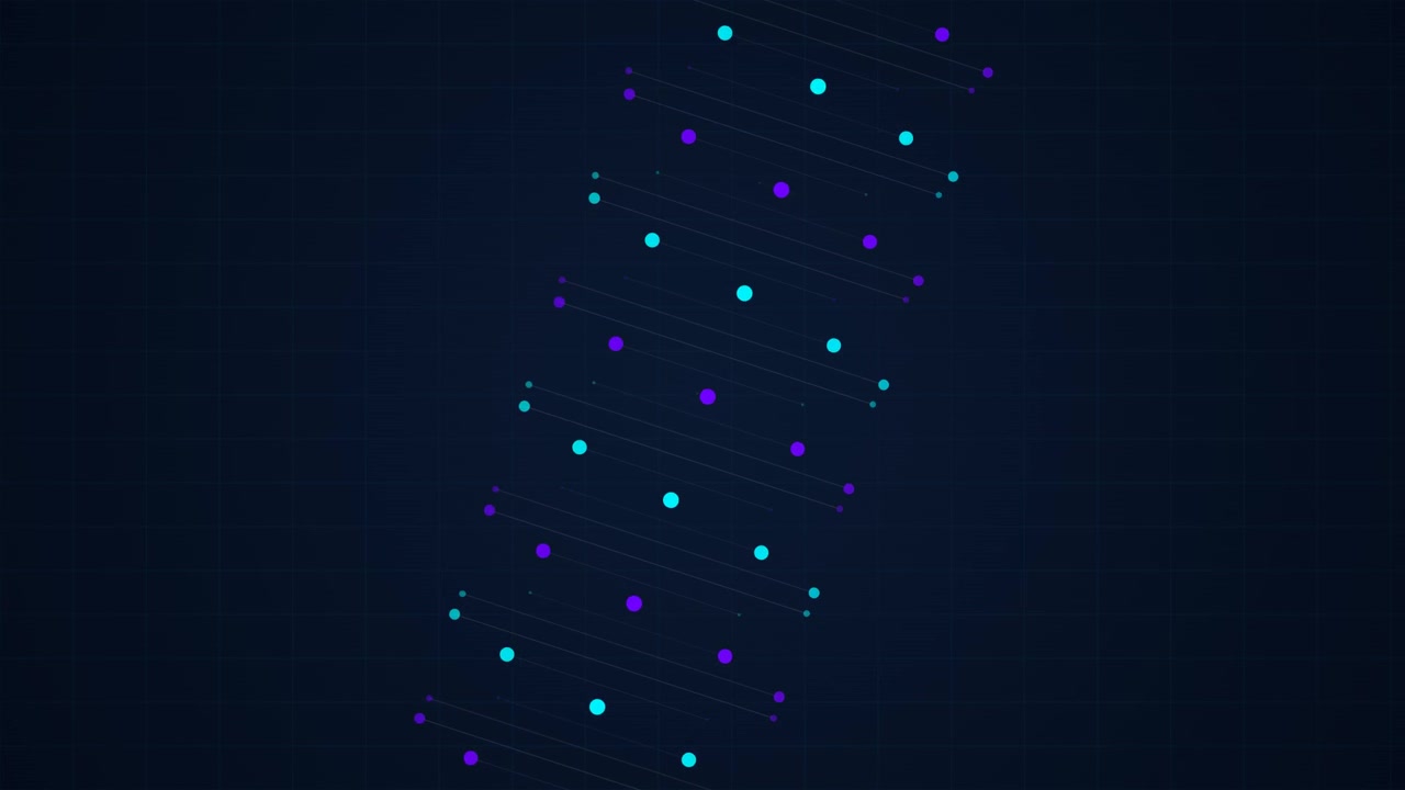 Abstract Digital DNA Helix Animation with Glowing Particles