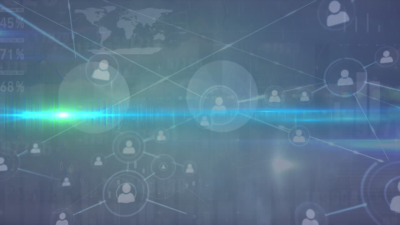 animación del procesamiento de datos sobre iconos