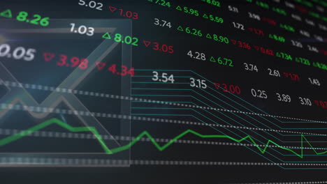 stock market data and financial trends animation over digital display