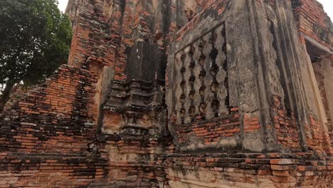 slow panoramic view of weathered temple ruins