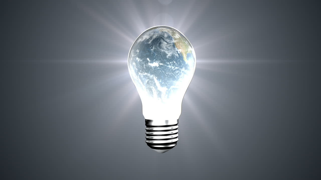 Light bulb with revolving earth