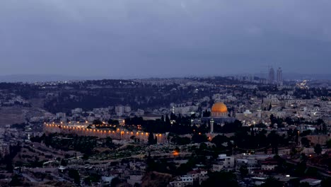 night falls over jerusalem city timelapse