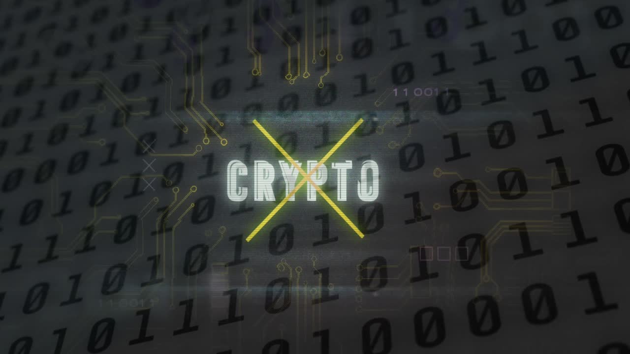 암호 텍스트와 마이크로프로세서 연결과 바이너리 코딩 데이터 처리 회색 배경