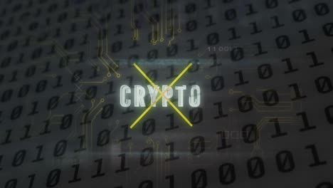 texto cifrado y conexiones de microprocesador contra el procesamiento de datos de codificación binaria en fondo gris