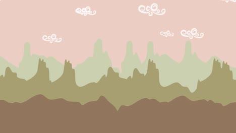 cartoon animation background with mountain and clouds abstract backdrop