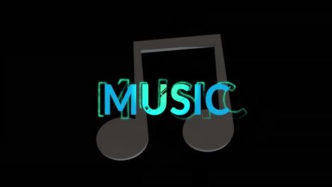 animation of music text and note moving on black background