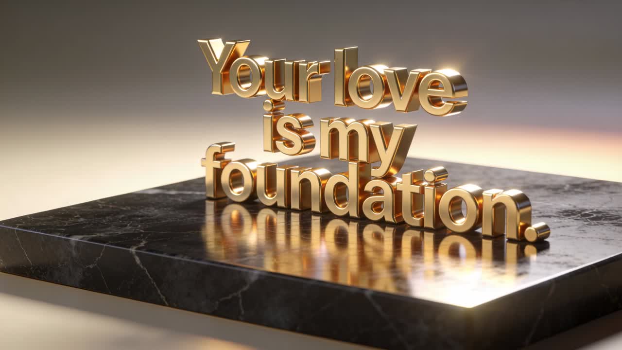 Moving camera and rim light revealing gold 3D sculpture on marble plinth on set boosting reflection
