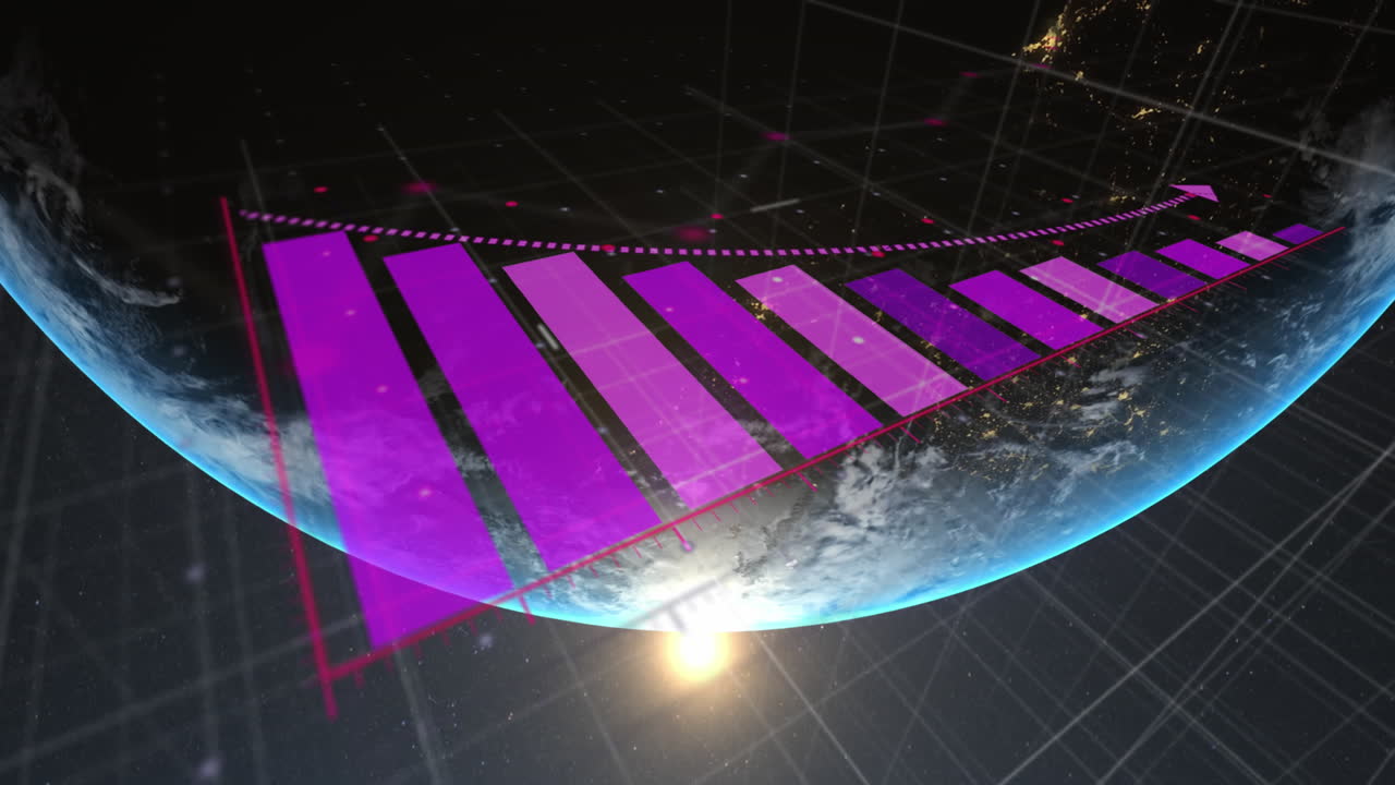 animación del procesamiento de datos financieros en todo el mundo