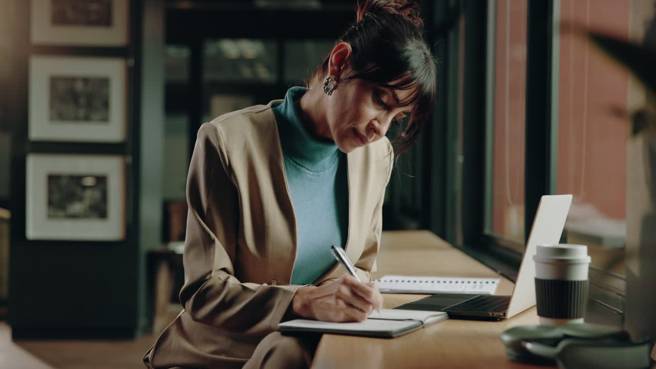 Woman working in a cafe