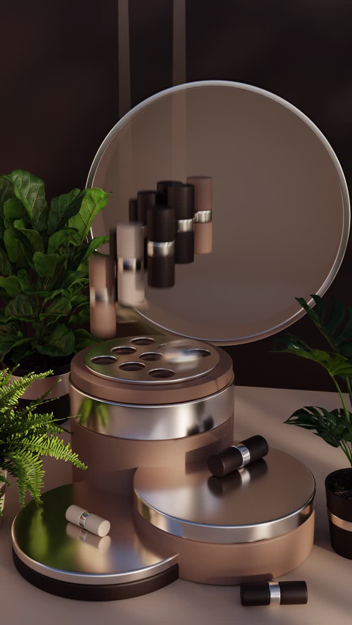 Cosmetic Product Display with Plants