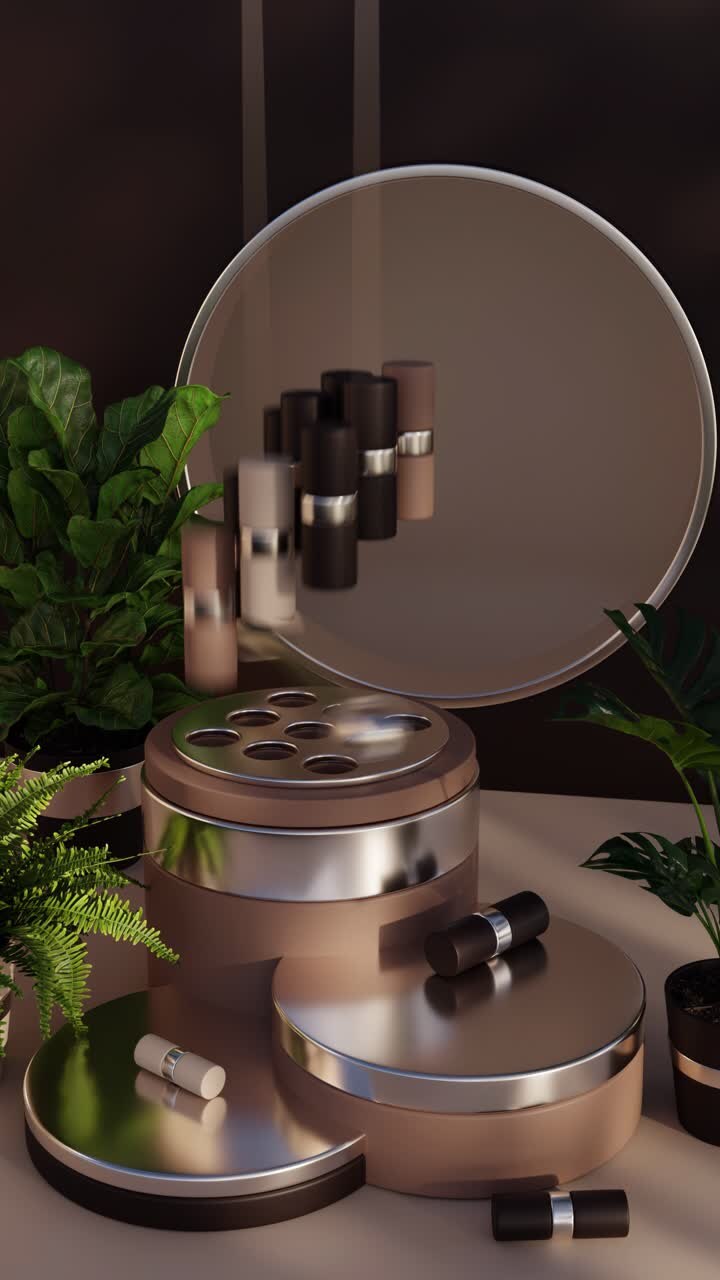 Cosmetic Product Display with Plants