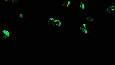 green emeralds falling with alpha channel included