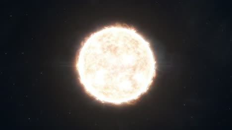se acerca lentamente a una estrella naranja brillante realista en el espacio
