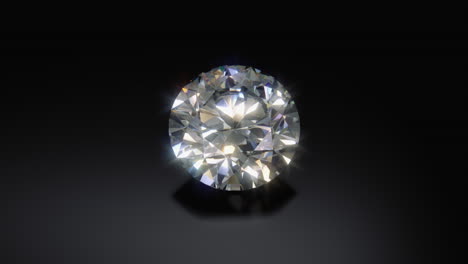 close up of a rotating cut diamond against a black background