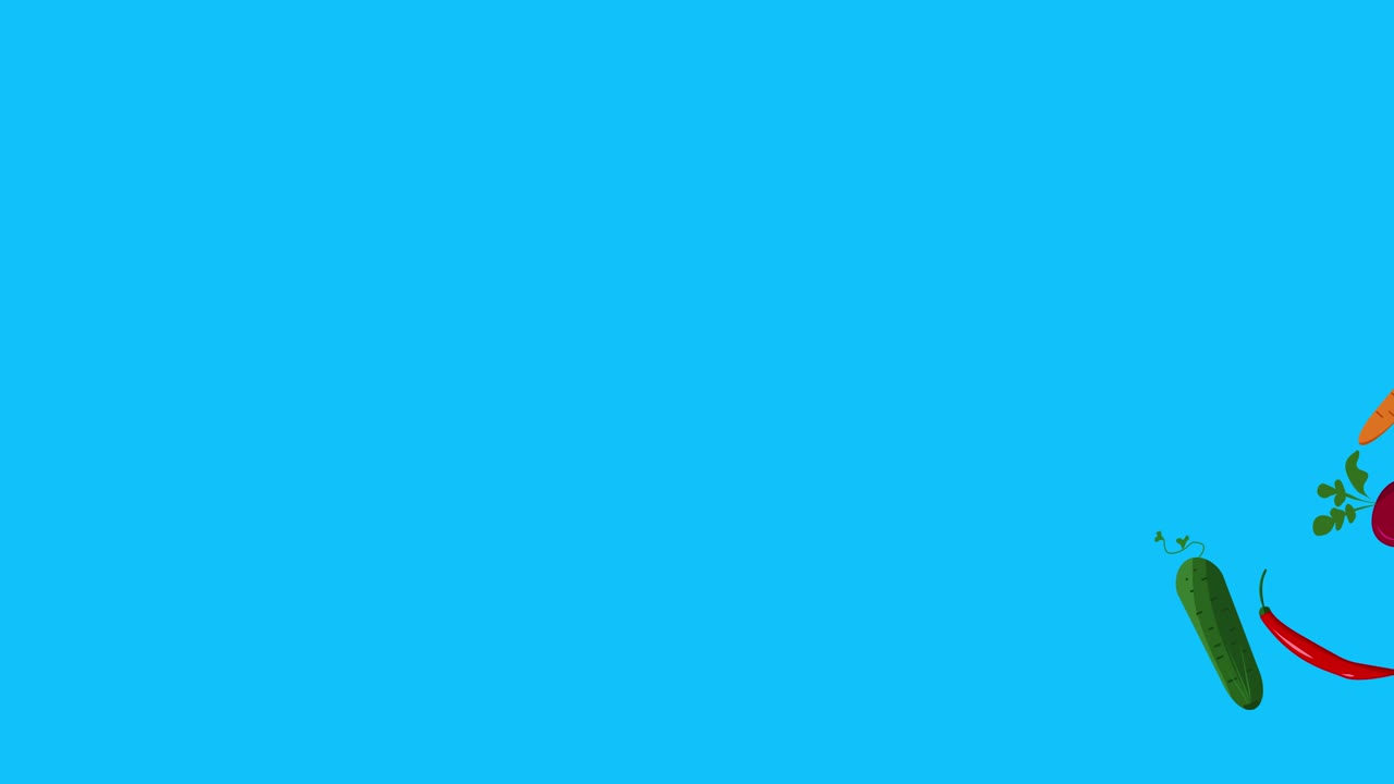 animación de verduras en pantalla azul tecla de croma, elementos de diseño plano
