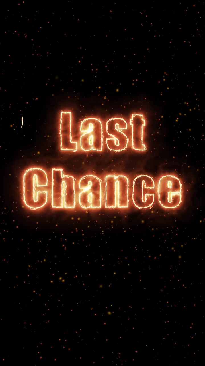 Glowing orange fiery text appears on black background with floating embers and subtle smoke effects