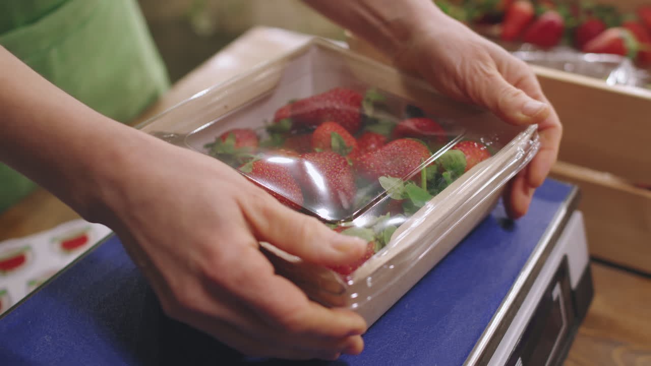 Fresh strawberries in a container