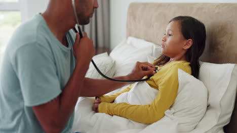 Stethoscope,-sick-and-father-checking-his-child