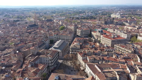 montpellier downtown from above lockdown period aerial sunny day