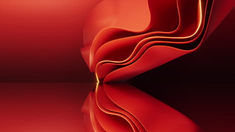 abstract red curve geometry background, 3d rendering.