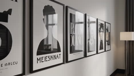 modern gallery wall with black and white framed art prints