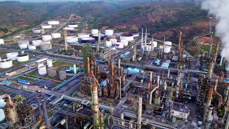 aerial dolly in of the enap aconcagua oil refinery, chile