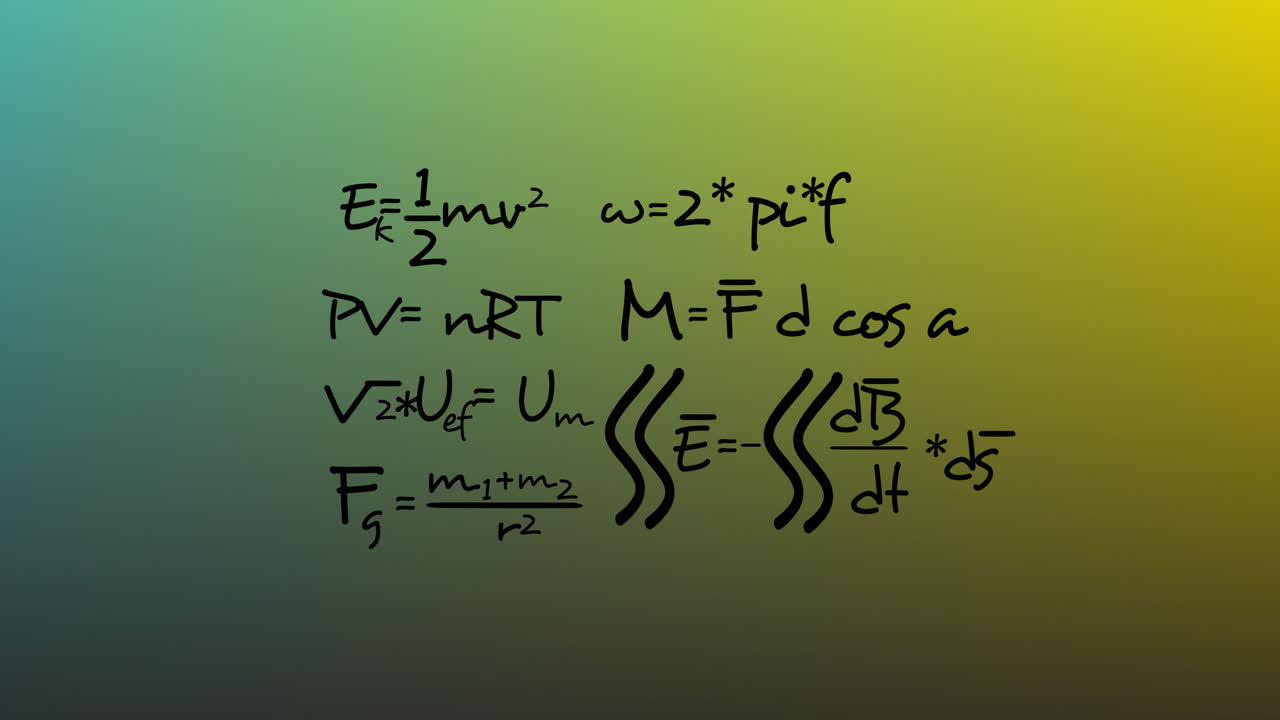 animación del procesamiento de datos matemáticos sobre un fondo verde