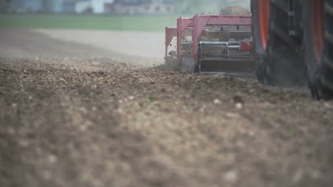 agricultural field cultivation with modern harrows