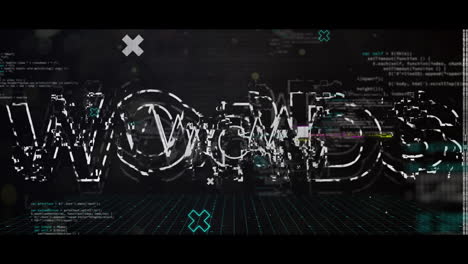 animación del texto wow y la interferencia en fondo negro