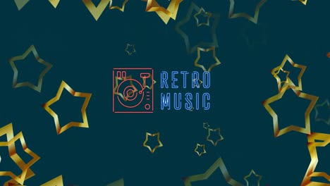animación de texto de música retro sobre las estrellas