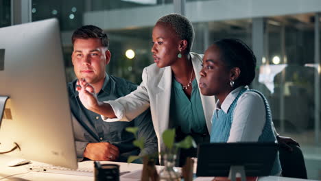 team collaboration at night