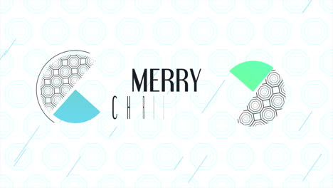 feliz navidad con patrón de hexágonos y líneas azules