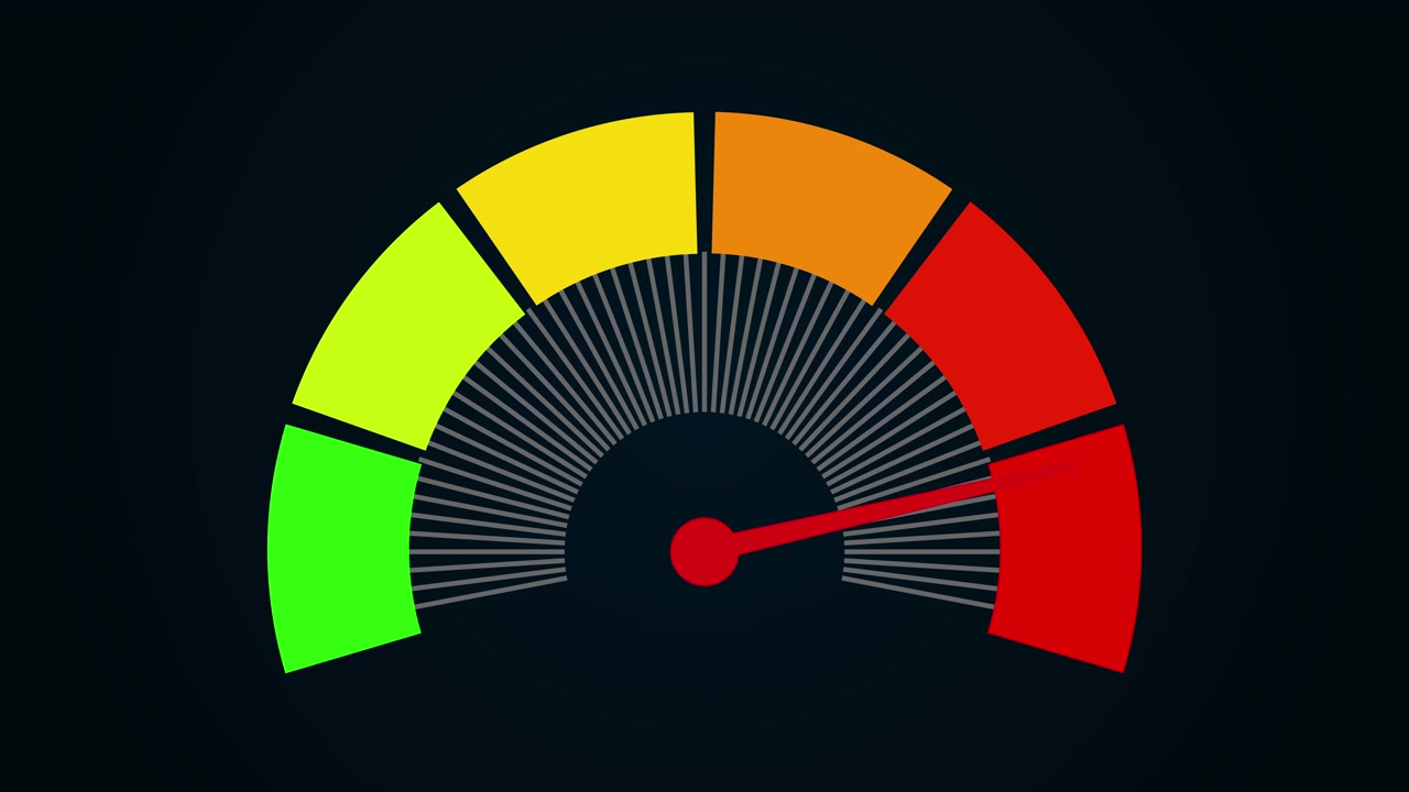 Animated Speedometer Gauge Indicating Performance Levels