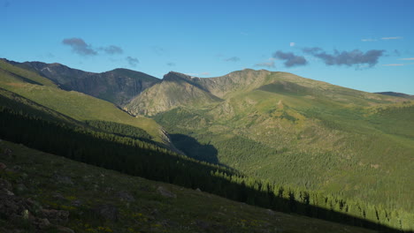 cinematic aerial drone morning sunrise denver chicago lakes mount evans 14er front range foothills rocky mountains i70 idaho springs evergreen squaw pass echo mountain lake moon rise pan to left slow