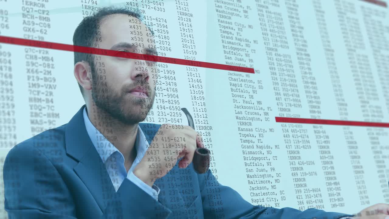 Analista riceve una pagina dattiloscritta, annota e traccia un'evidenziazione rossa su un pannello di vetro per affari.