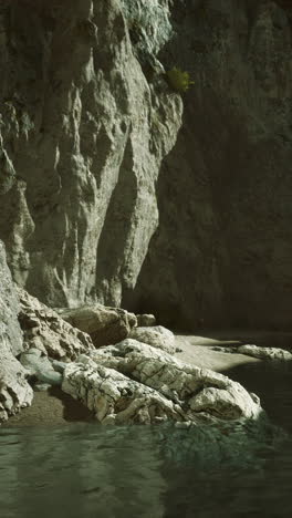 rocky beach with cliff face