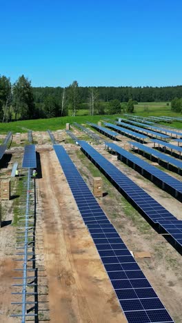 solar panel lines under construction, aerial vertical view