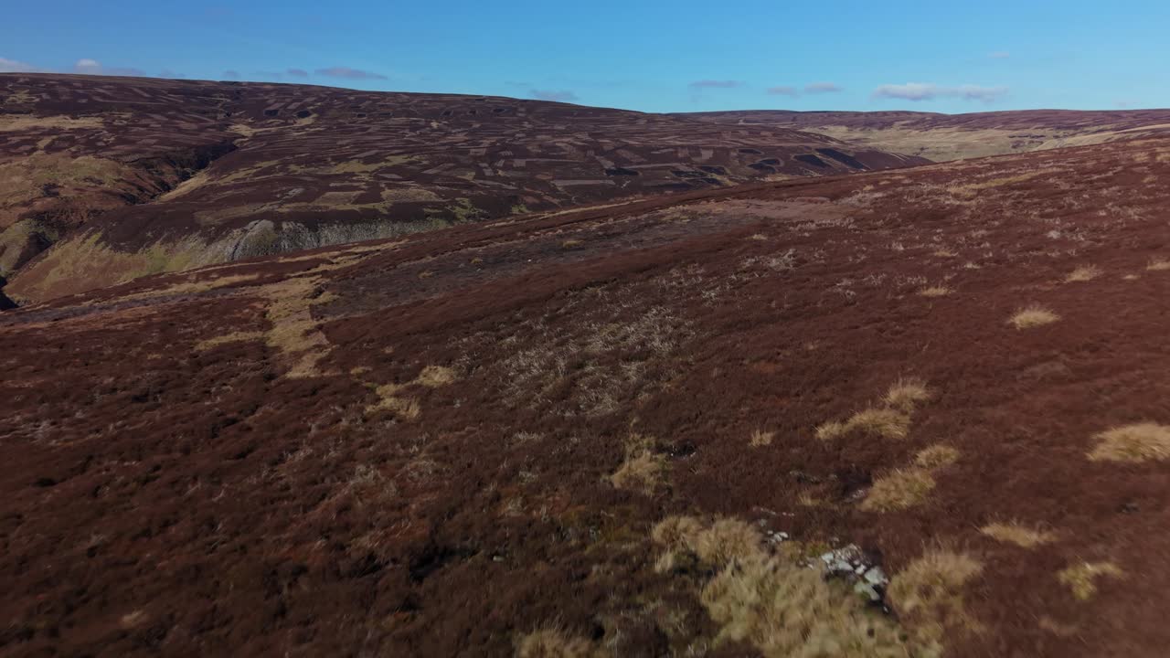 Aerial view of Gunnerside Gill's vast, serene landscape in Yorkshire Dales