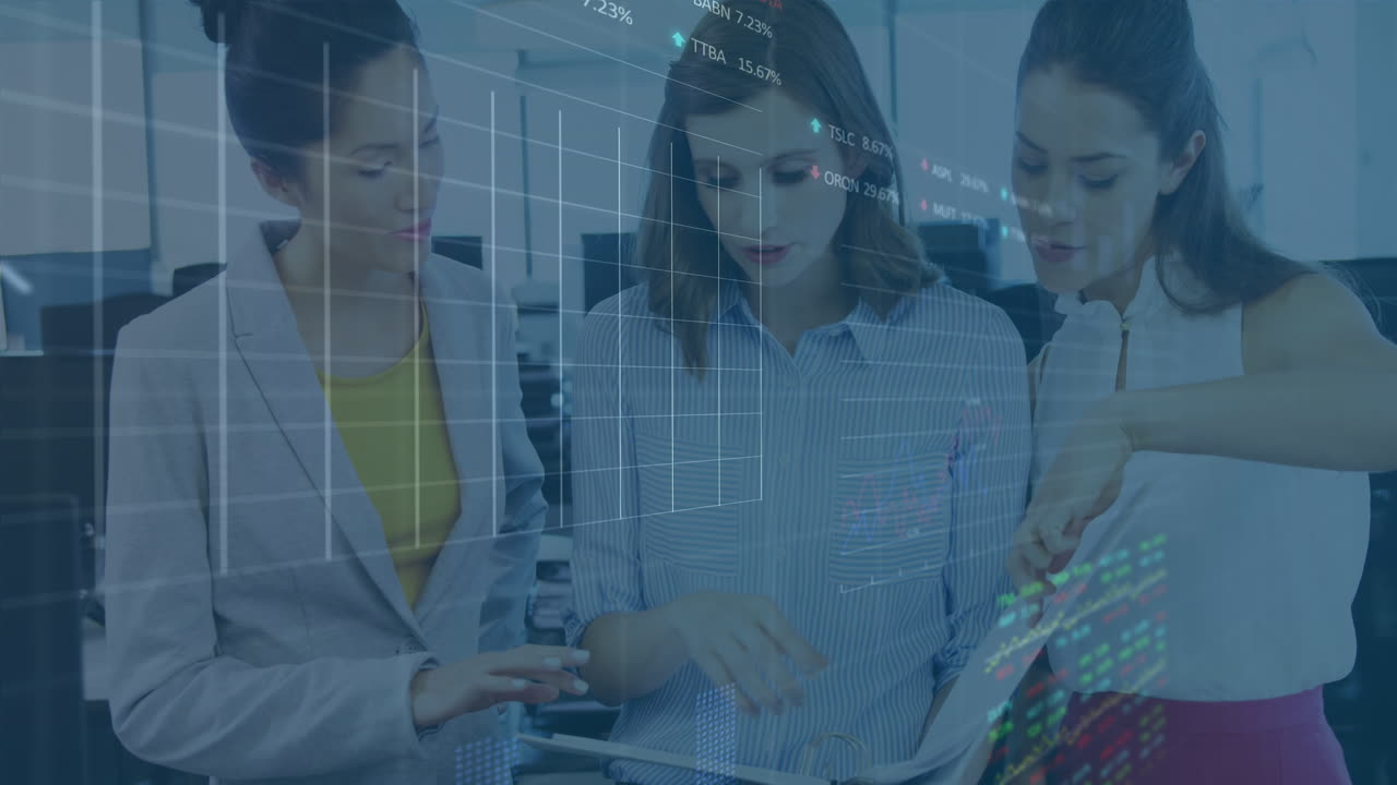 animación del procesamiento de datos financieros sobre las empresas personas